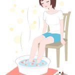足湯する女性のイラスト